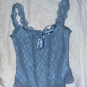 Elegant Blue Lace Camisole